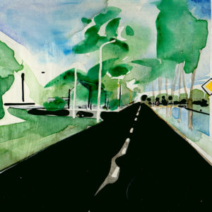 De groeten uit Hoofddorp, Gemengde techniek op MDF, ± 20 x 30 cm