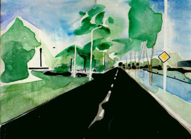 De groeten uit Hoofddorp, Gemengde techniek op MDF, ± 20 x 30 cm
