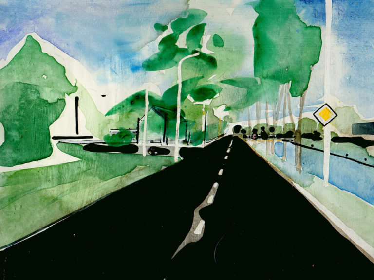De groeten uit Hoofddorp, Gemengde techniek op MDF, ± 20 x 30 cm