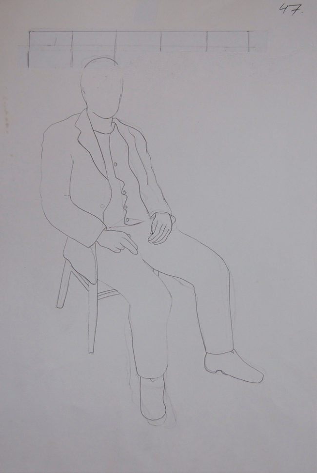 Die Macher, schetsen, potlood op papier, ca 23*35 cm