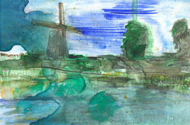 De groeten uit Hoofddorp, Gemengde techniek op MDF, ± 20 x 30 cm