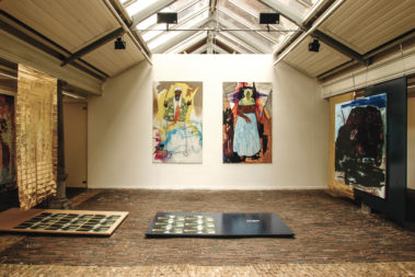 Angst, staged painting, installatie tijdens tentoonstelling De Idioot, De Vishal 2004, Haarlem