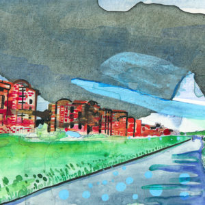 De groeten uit Hoofddorp, Gemengde techniek op MDF, ± 20 x 30 cm