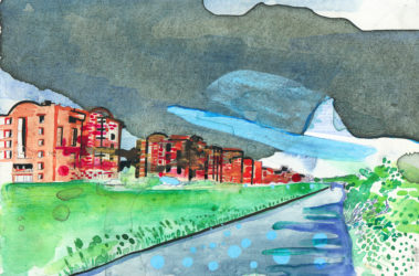 De groeten uit Hoofddorp, Gemengde techniek op MDF, ± 20 x 30 cm