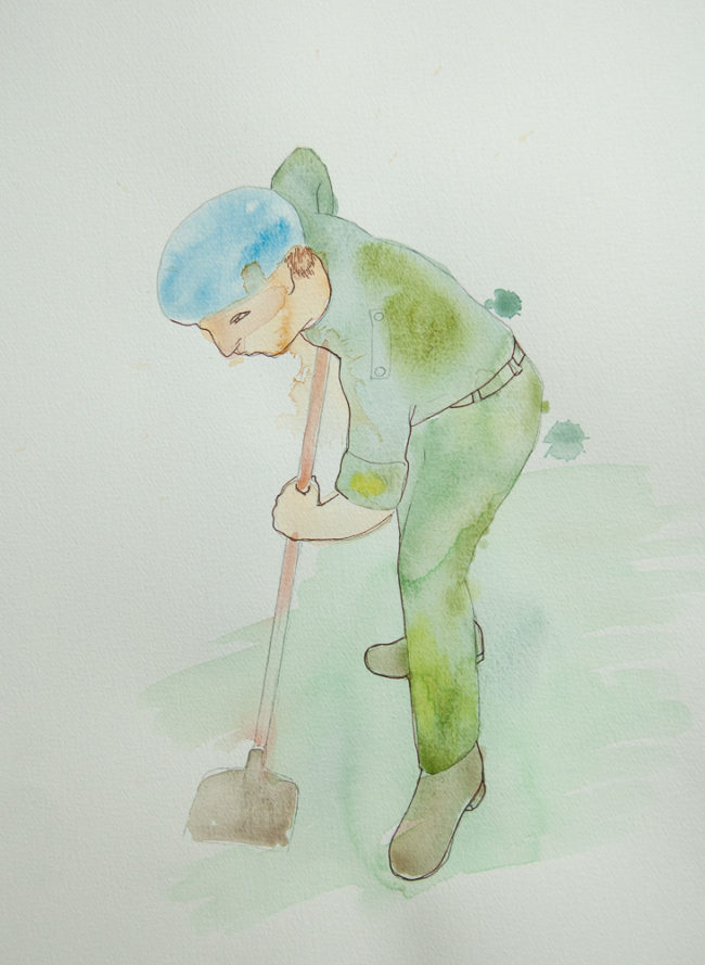 Don't Shoot the Pianoplayer, Aquarel, 25 x 40 cm