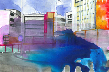 De groeten uit Hoofddorp, Gemengde techniek op MDF, ± 20 x 30 cm