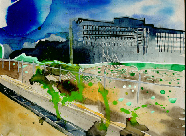 De groeten uit Hoofddorp, Gemengde techniek op MDF, ± 20 x 30 cm