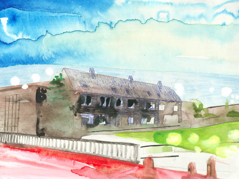 De groeten uit Hoofddorp, Gemengde techniek op MDF, ± 20 x 30 cm