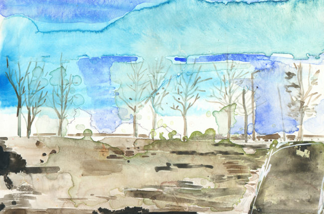 De groeten uit Hoofddorp, Gemengde techniek op MDF, ± 20 x 30 cm