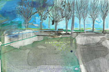 De groeten uit Hoofddorp, Gemengde techniek op MDF, ± 20 x 30 cm