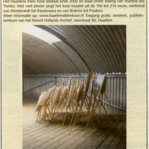 Een Genoegelijk Gemis, installatie/tekeningen, Tentoonstelling Tracing Places, Janskerk, Haarlem, 2008