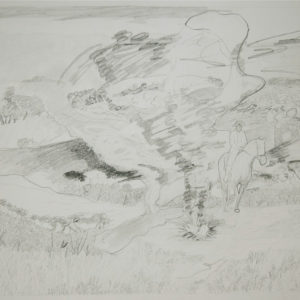 Een Genoegelijk Gemis Untitled/Napoleon 2 december 1805, Potlood op papier, 65 x 55 cm, onderdeel van installatie, Tentoonstelling Tracing Places, Janskerk, Haarlem, 2008